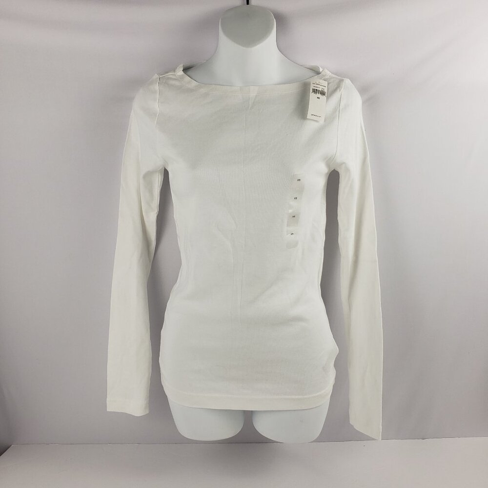 Gap XS White Boatneck T-shirt NWT Long Sleeve Womens - Picture 3 of 13